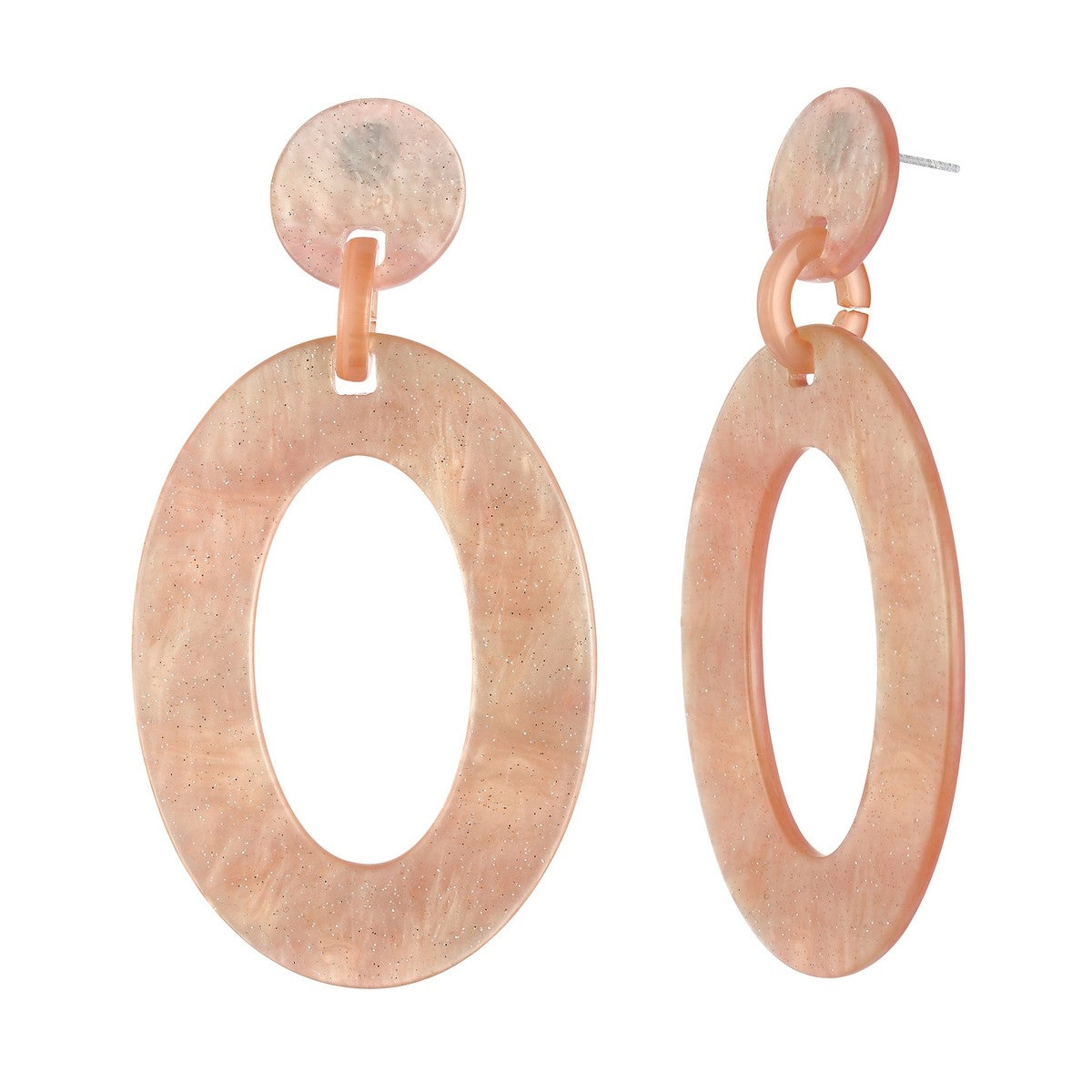 Oval Drop Shape Earrings - Peach (YK39811PCH)