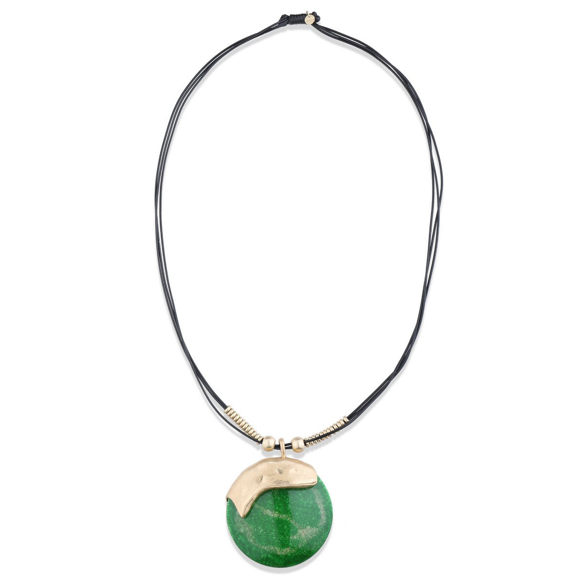 Green & Gold Pendant Necklace YN22023GRN