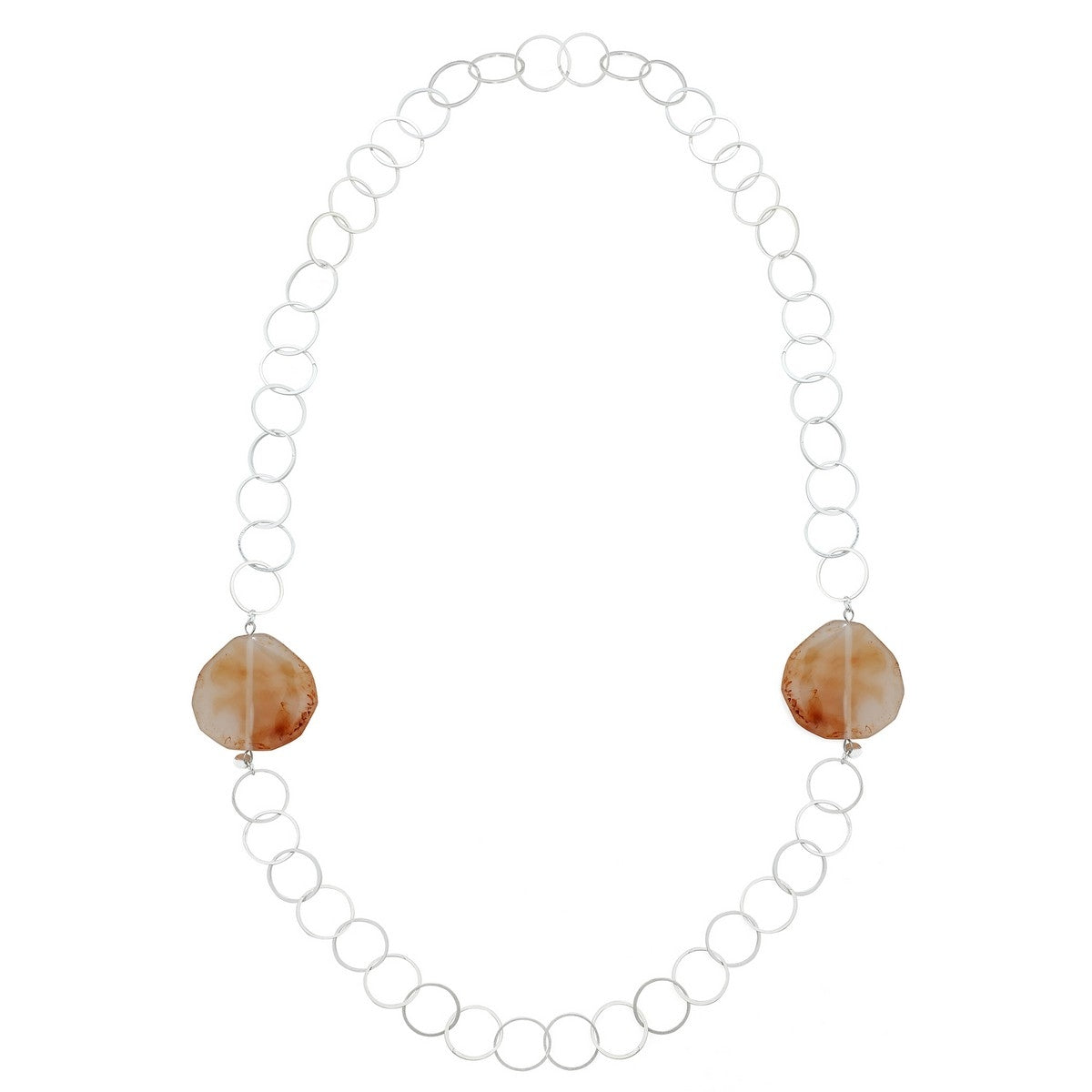 Hoop Chain Necklace with Stones - Silver-Rose Gold (YN28009RGD)