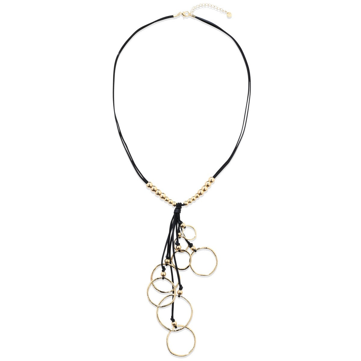 Gold Rope-style Long Necklace with Rings YT22010YGD