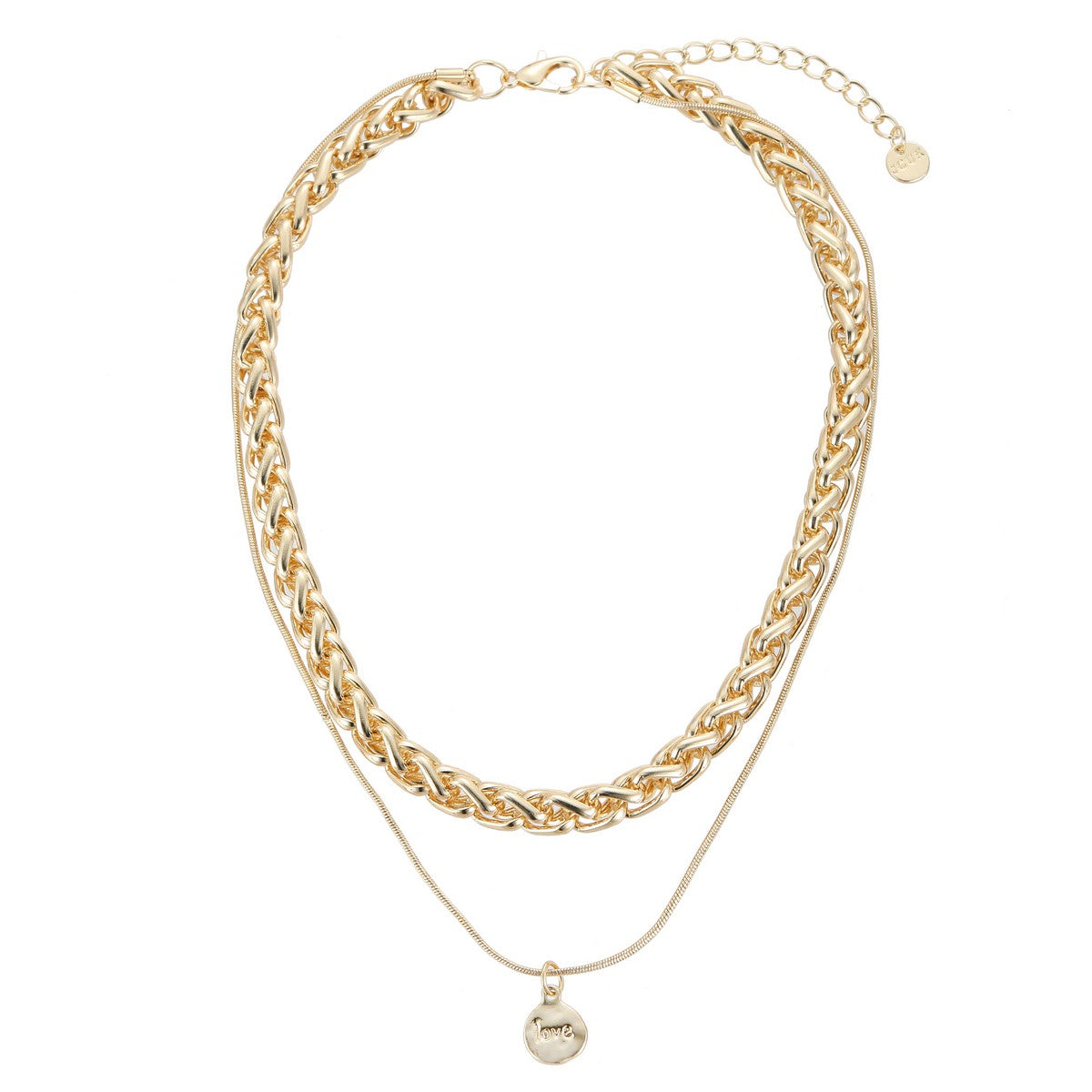 Gold Chunky Chain Link Layered Short Necklace with Pendant YT22021YGD