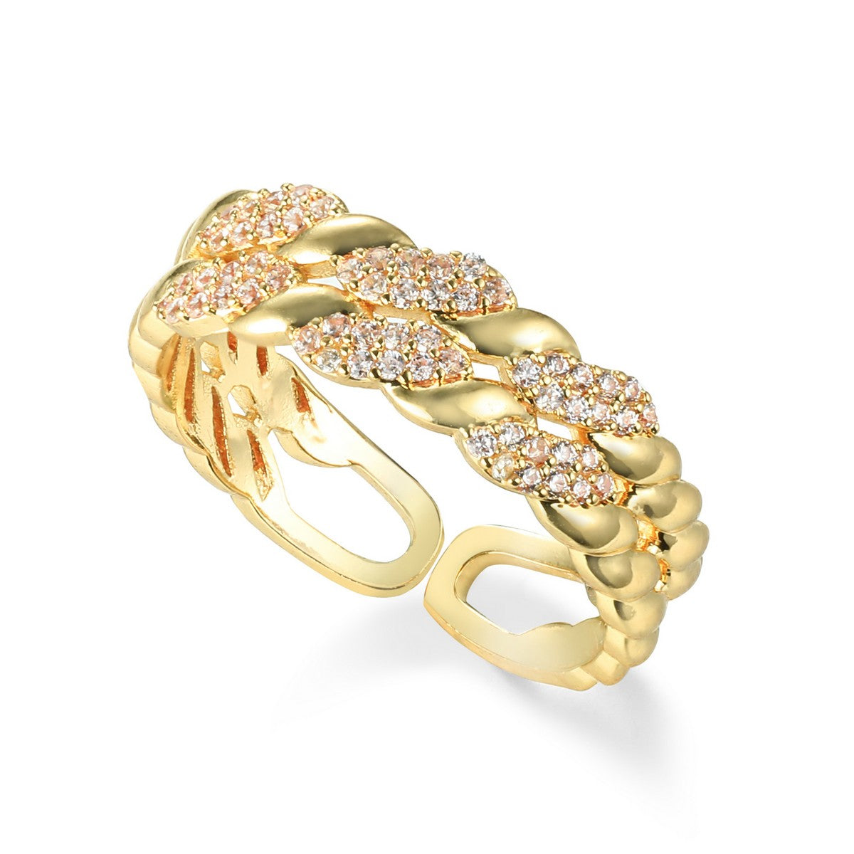 Gold Twist Open Ring with Diamantes YV21004YGD