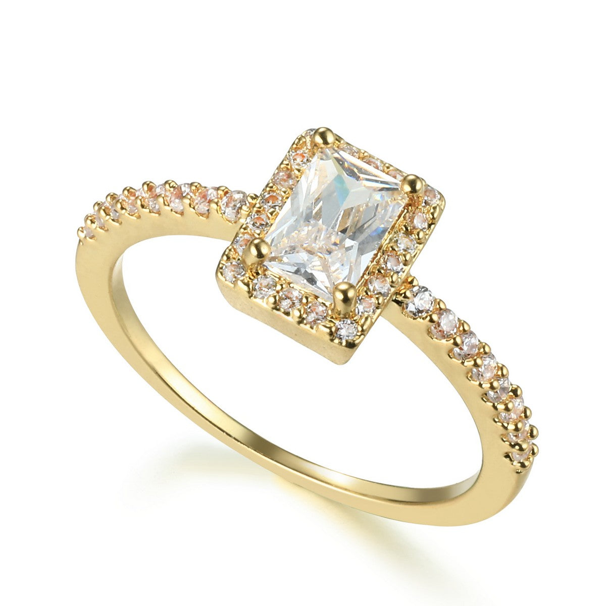 Golden Square Cut Diamante Ring YV21019YGD