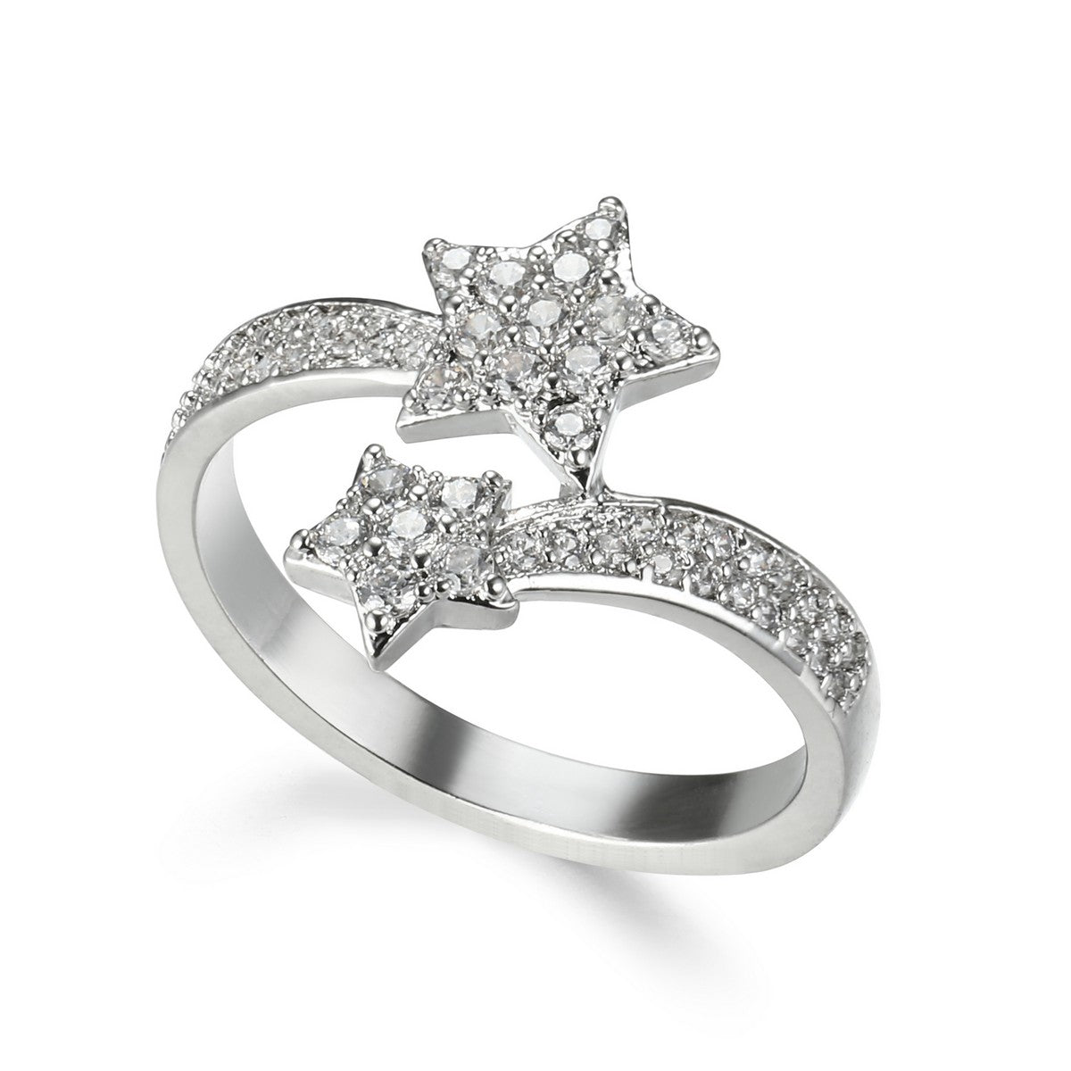 Diamante Stars Silvery Ring YV21023SLR