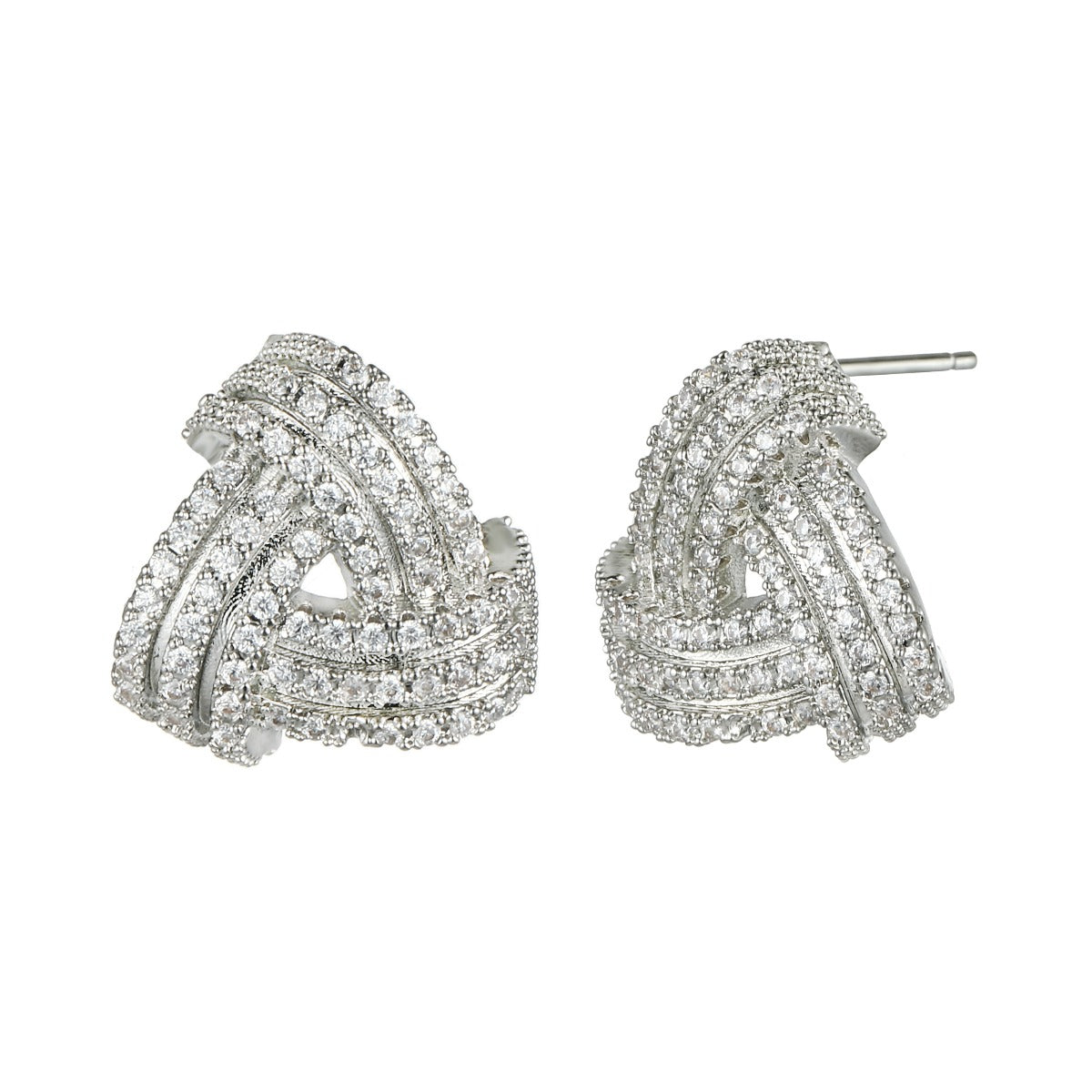 Silver Gold Plated Textured Diamante Earrings YX12020SLR