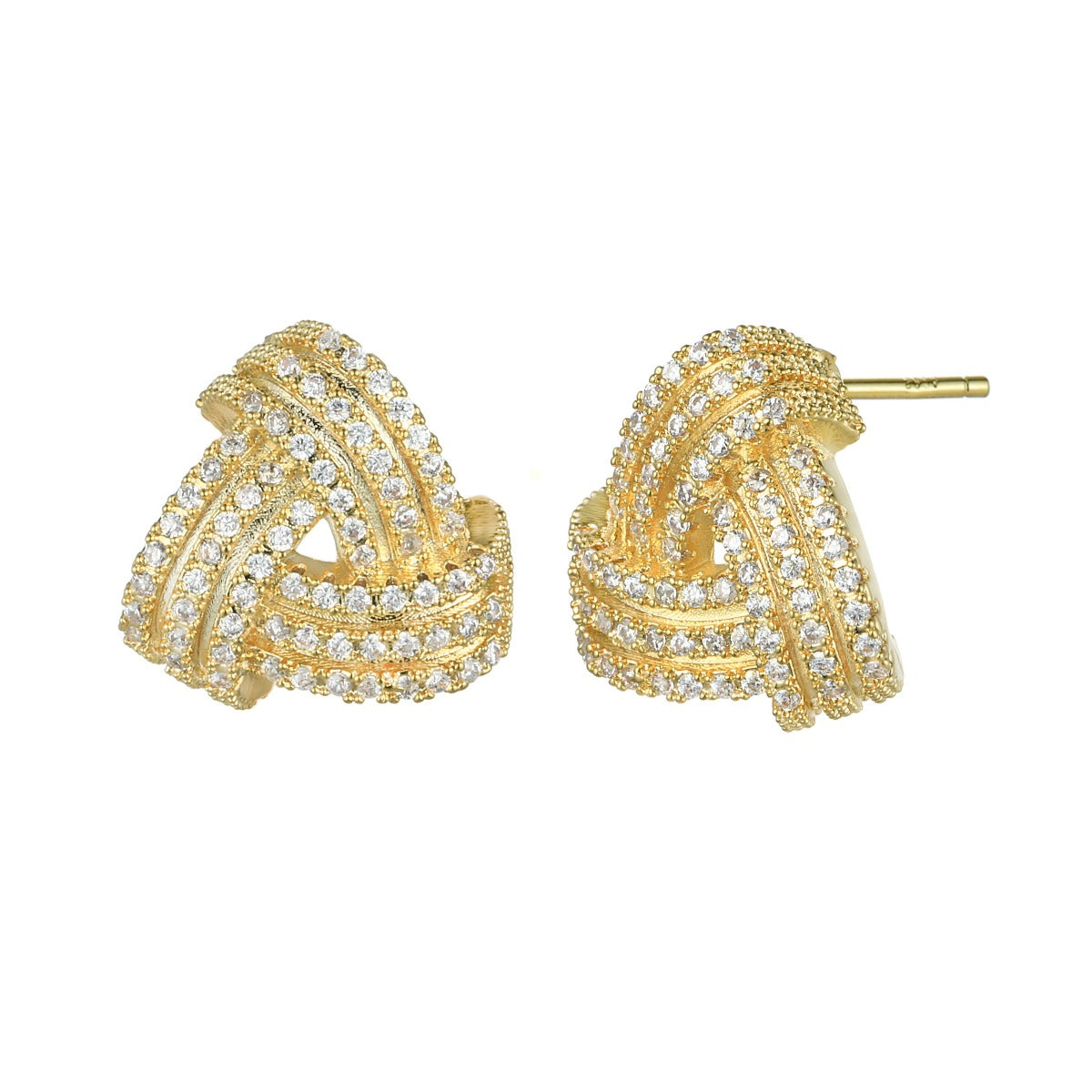 Gold Plated Textured Diamante Earrings YX12020YGD