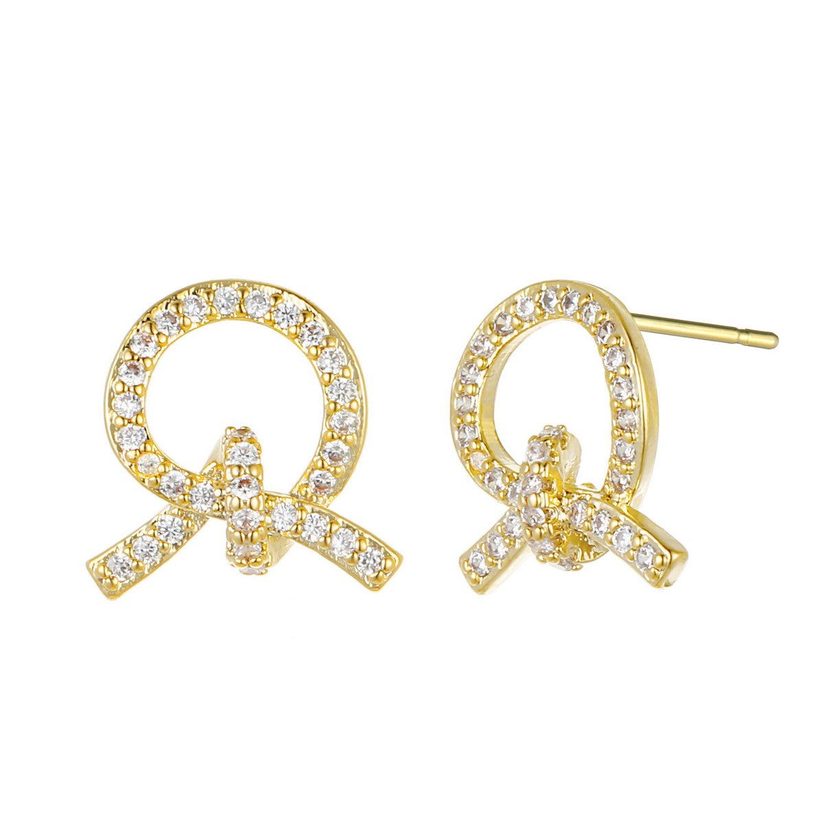 Gold Plated Twist Earrings with Diamantes YX12026YGD