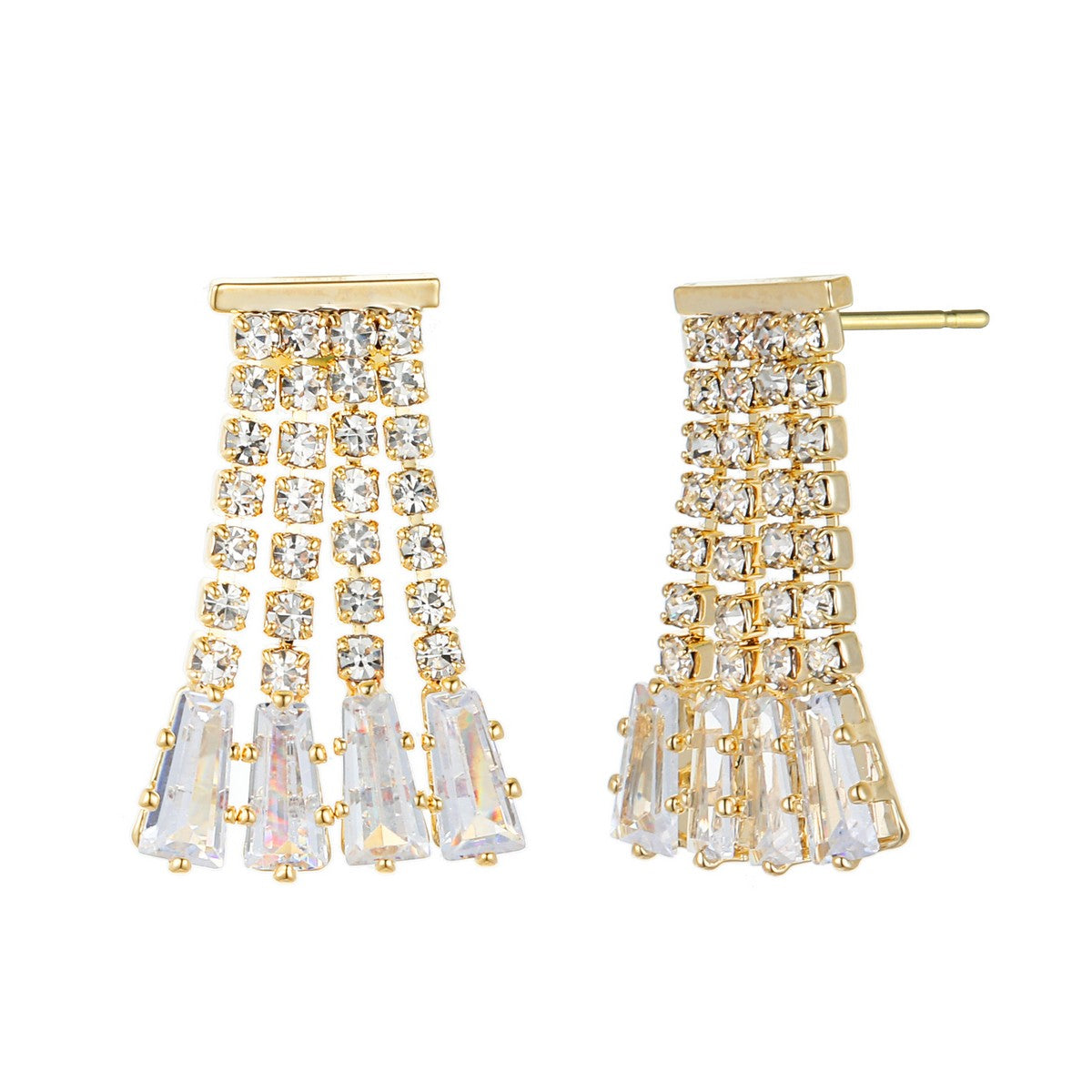 Gold Plated Dangly Dimante Earrings YX12041YGD