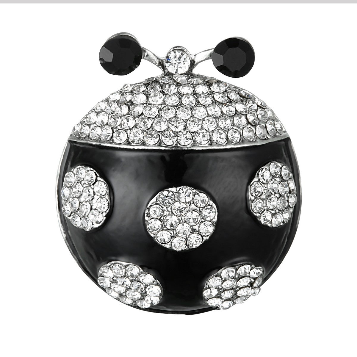 Ladybird Pin Brooch - Silver-Black (YX28006SLR)