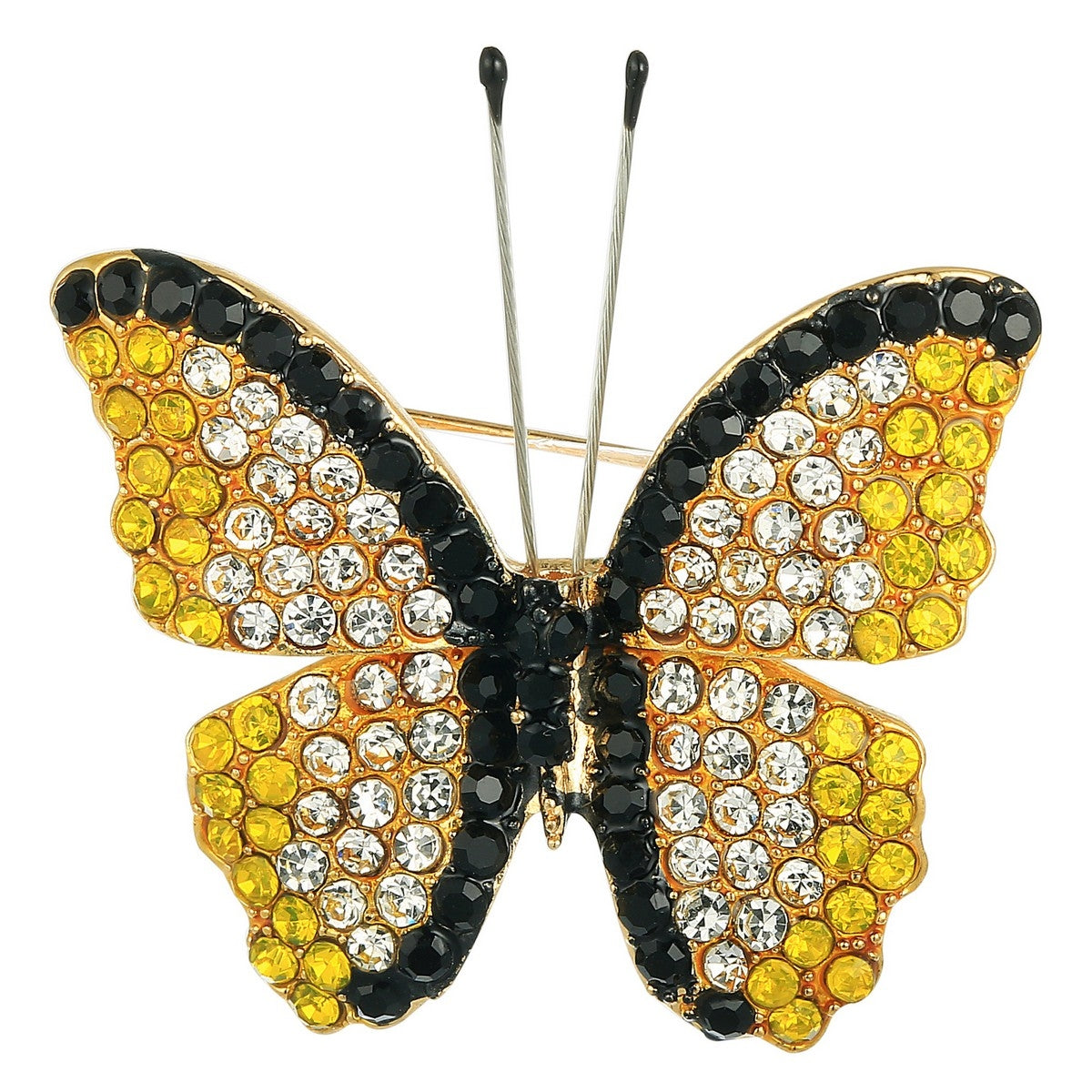 Butterfly Diamante Brooch - Yellow-Black (YX39004YEL)