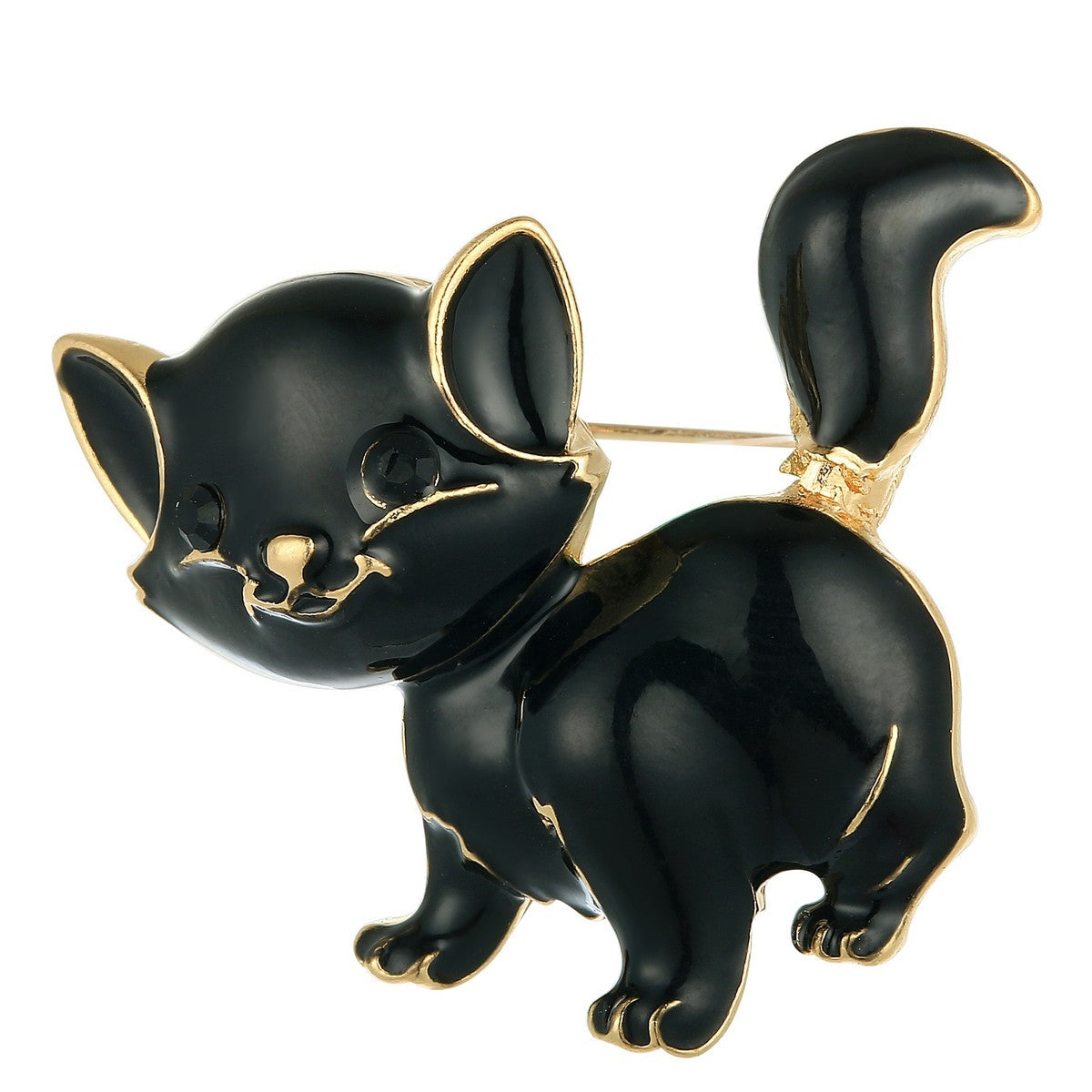 Cat Pin Brooch - Gold-Black (YX39020YGD)