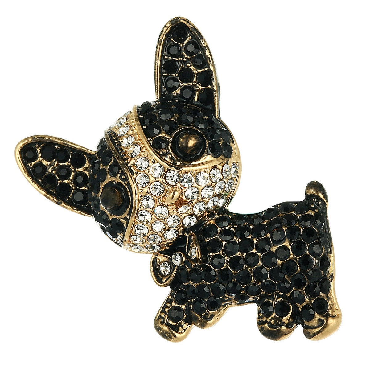 Puppy Dog Pin Brooch - Gold-Black (YX39024YGD)