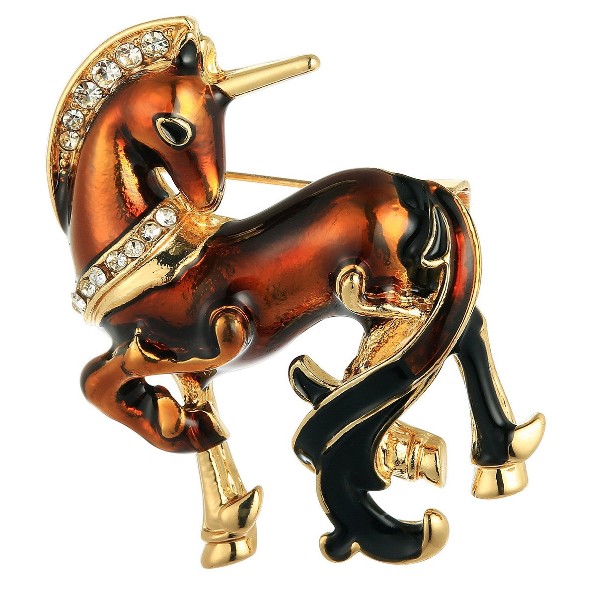 Horse Brooch - Gold-Brown (YX39025YGD)