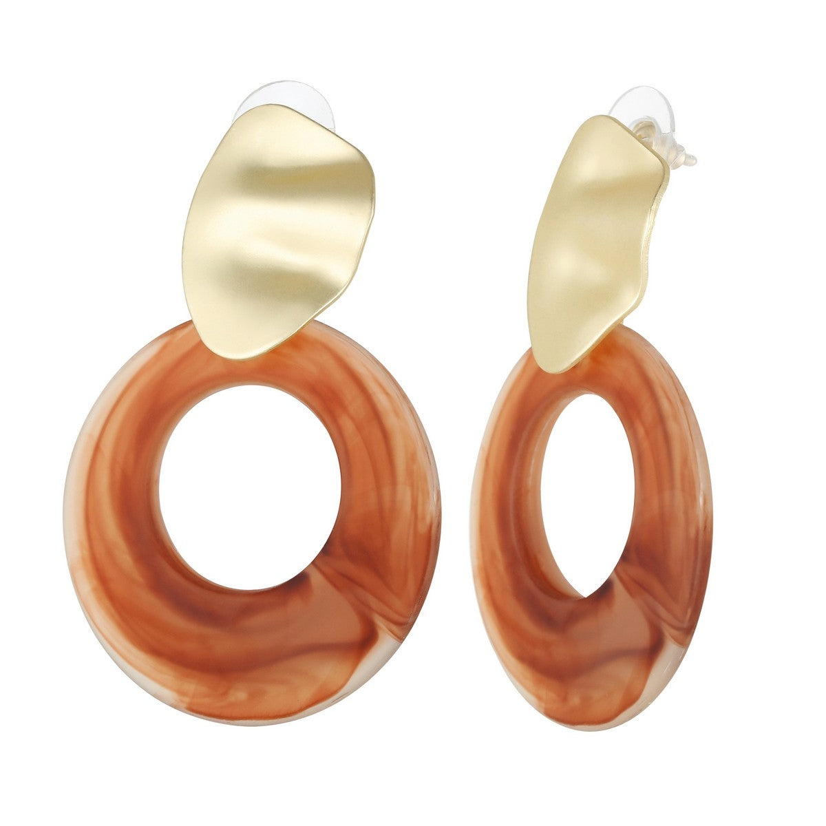 Chunky Ring Fashion Earrings - Coffee YY10007COF