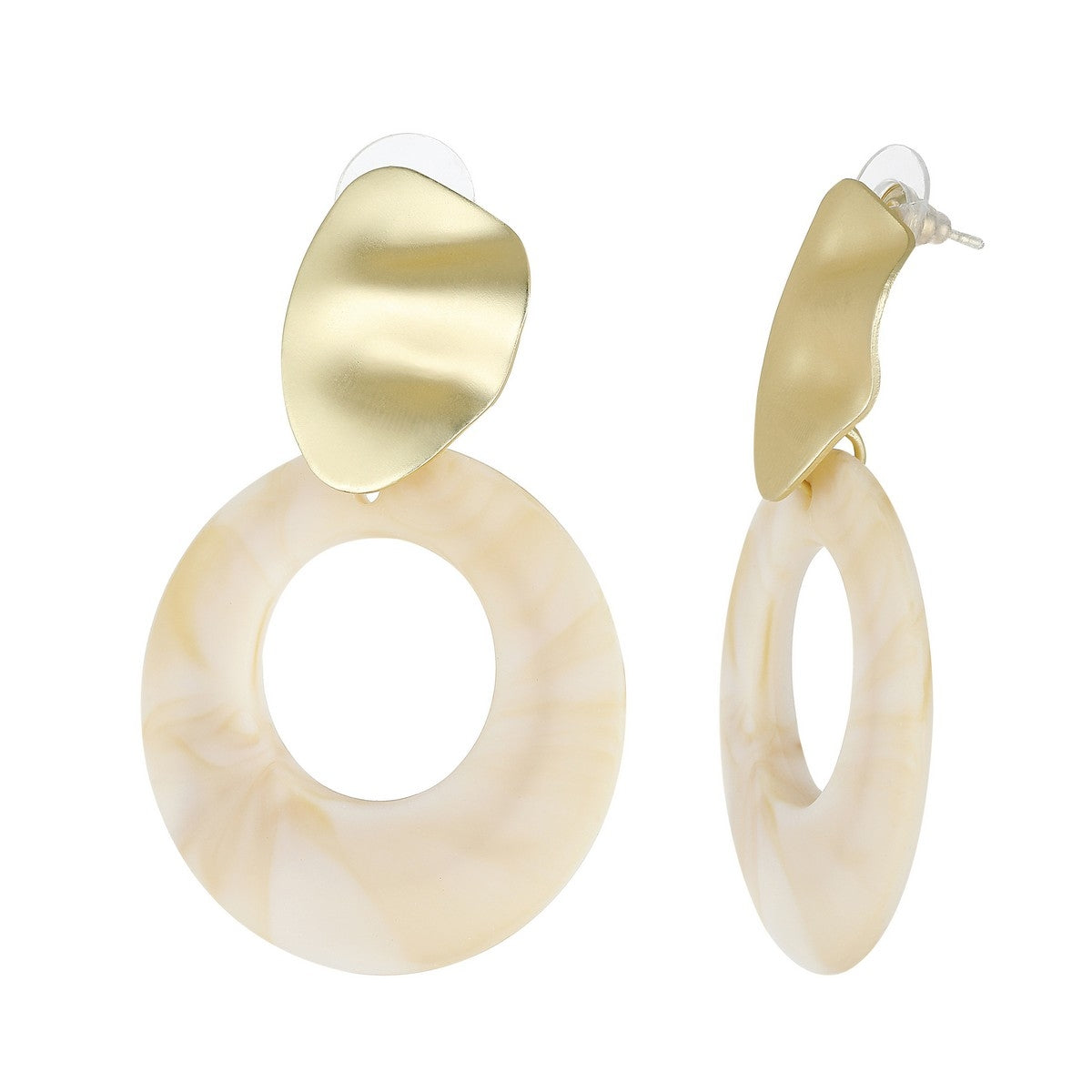 Chunky Ring Fashion Earrings - White YY10007WHT