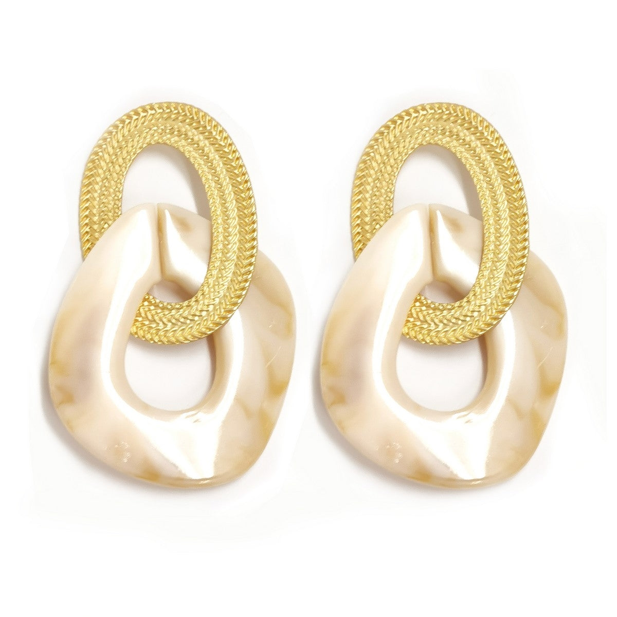 Chunky Link Fashion Earrings - Beige YY10008BGE