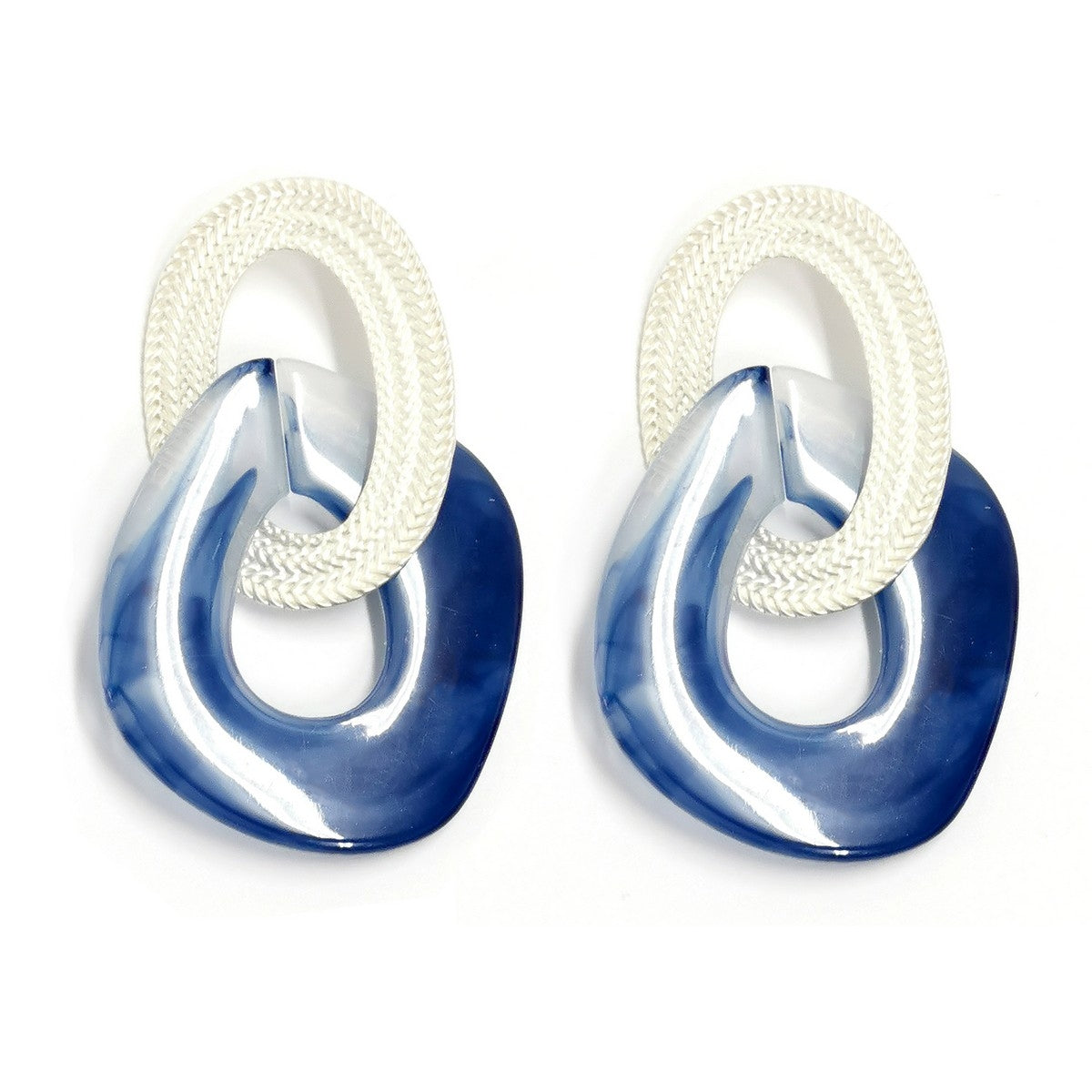 Chunky Link Fashion Earrings - Navy YY10008NVY