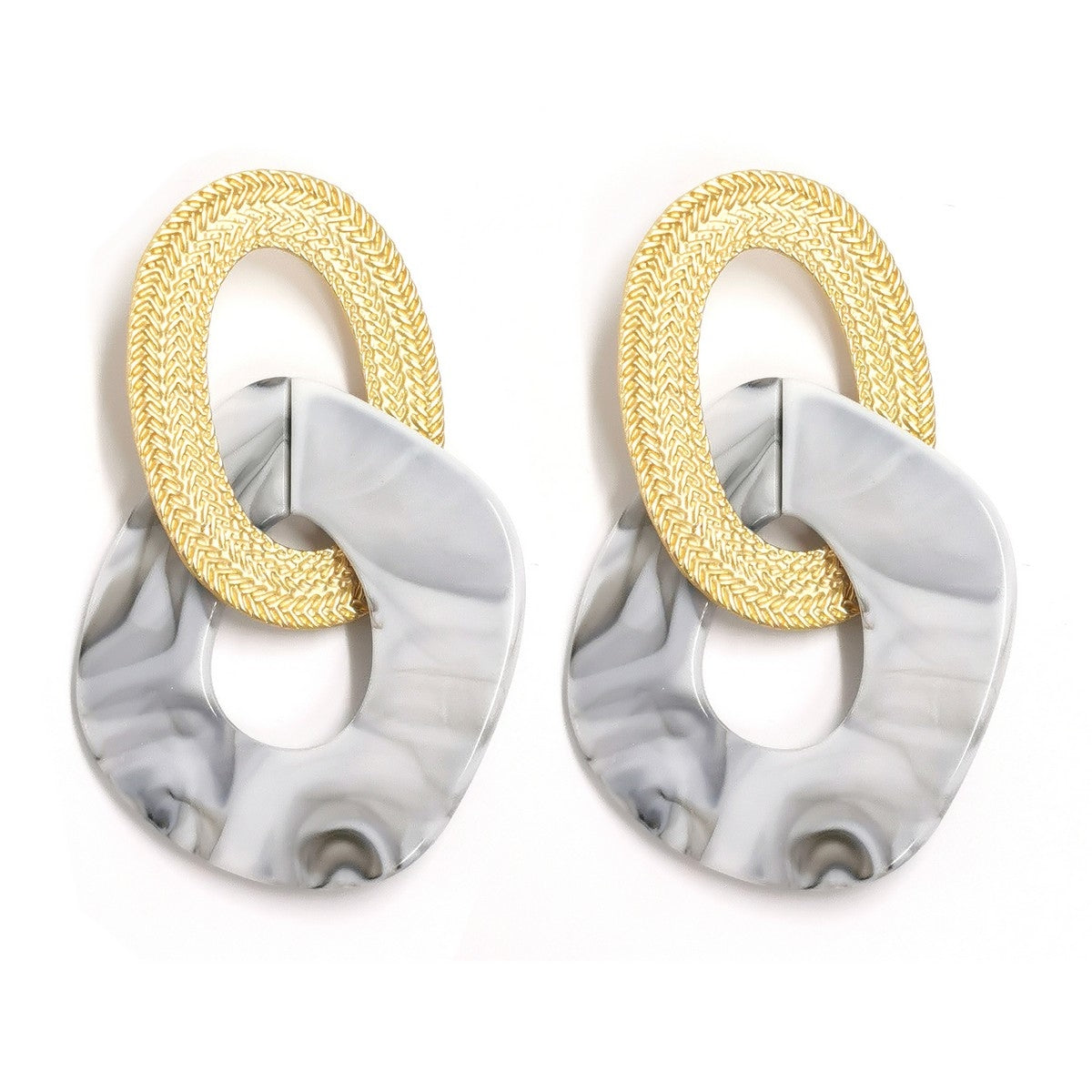 Chunky Link Fashion Earrings - White YY10008WHT