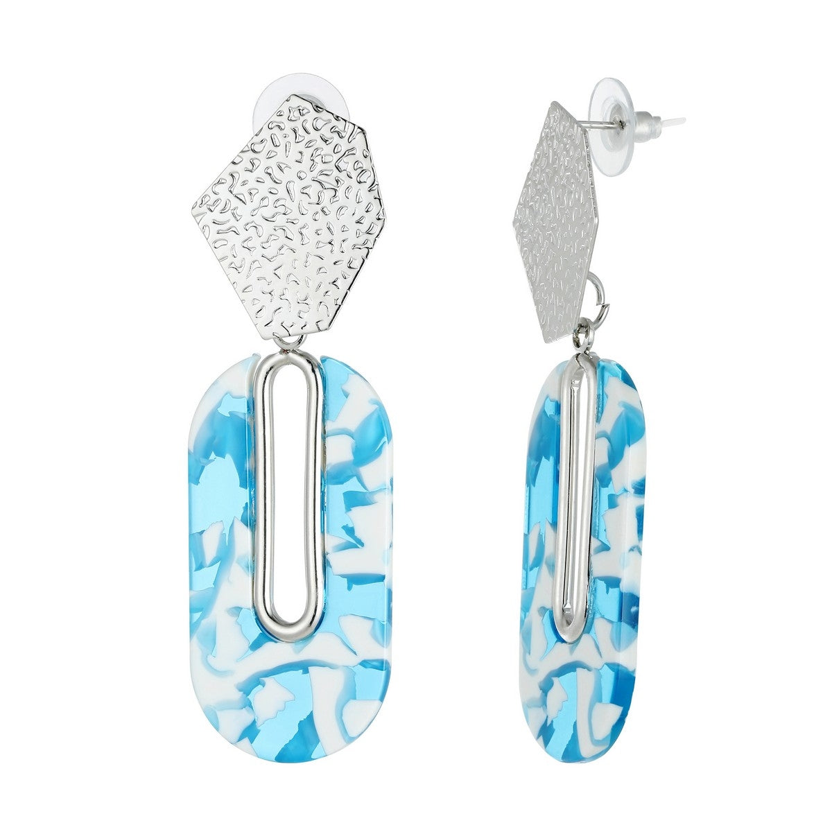 Geometric Design colourful Fashion Earrings - Blue YY10012BLU