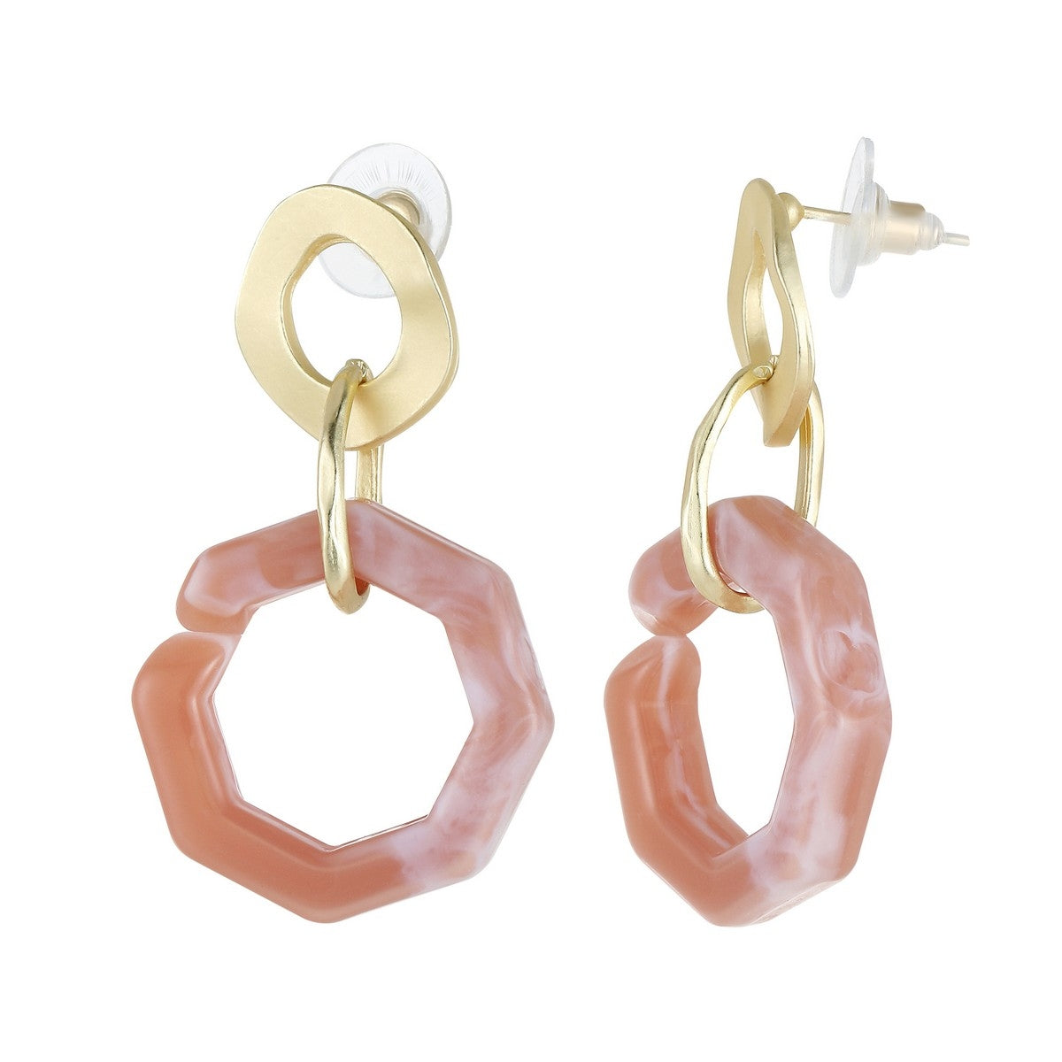 Pink Octagon Fashion Earrings YY10018PNK