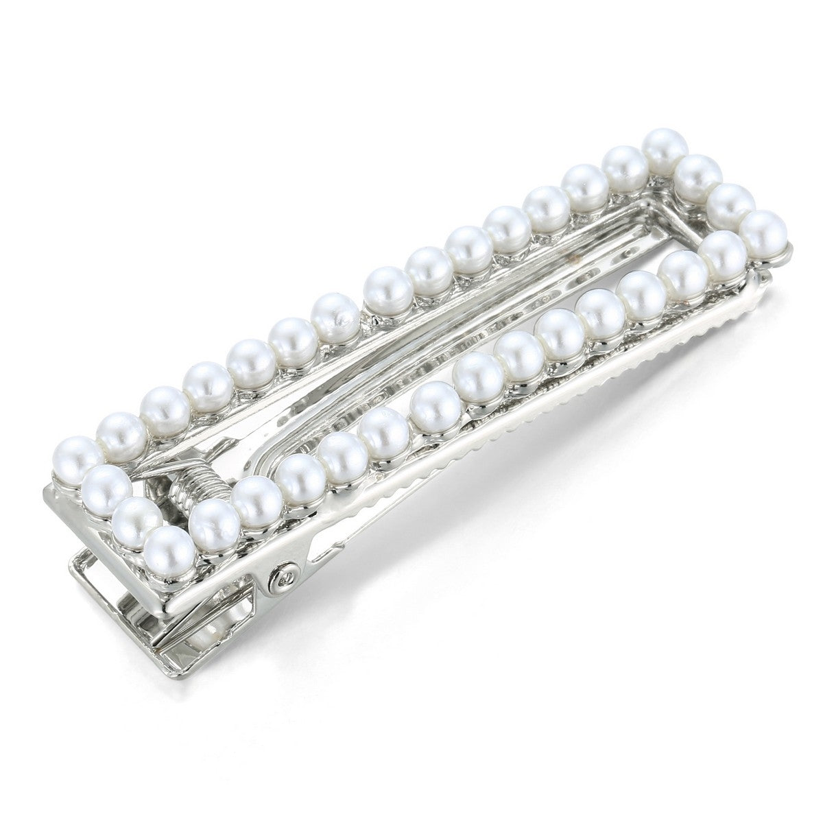 Rectangular Pearl Hair Clip - Silver (YZ29604SLR)