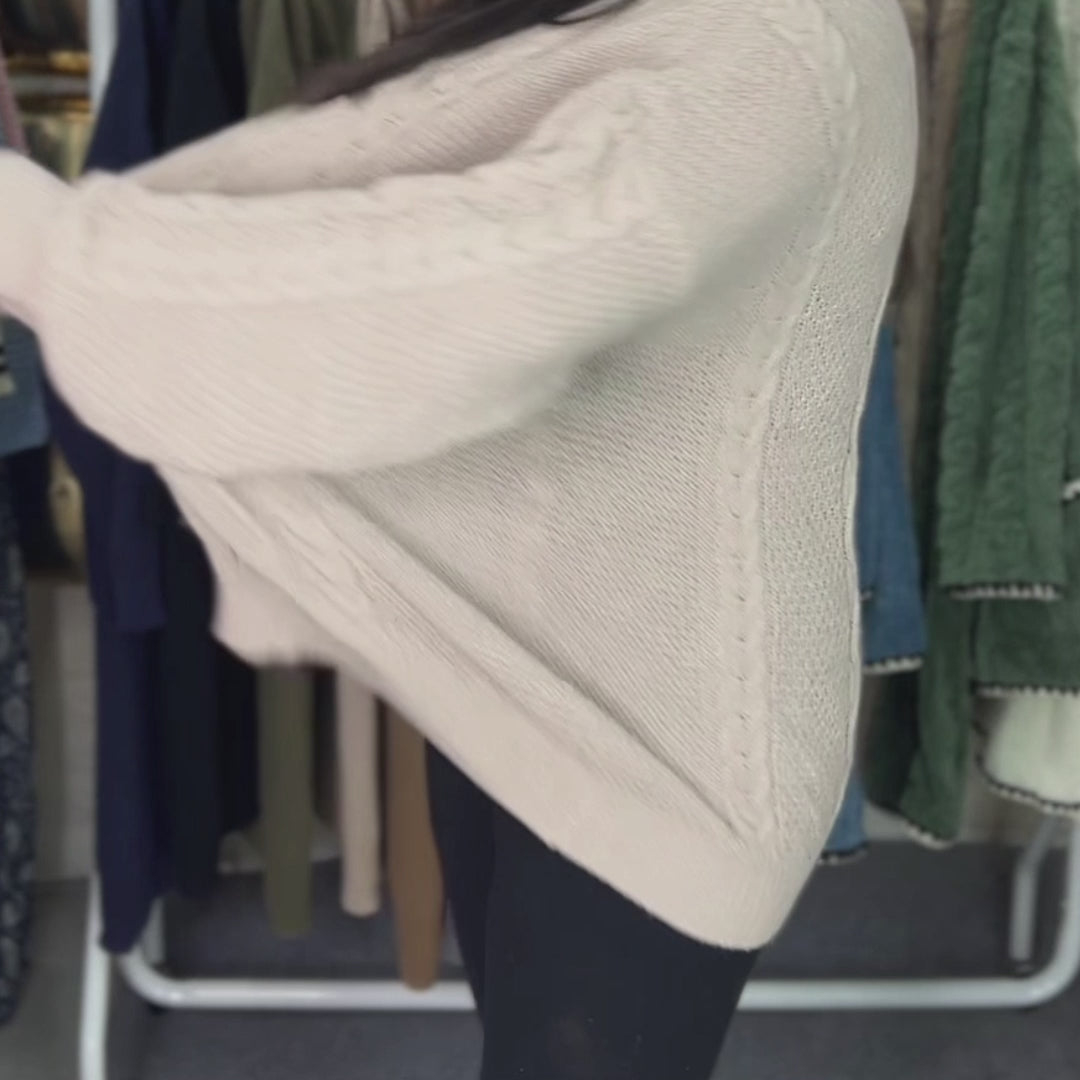 Chunky Cable Knitted Oversized Stretchy Winter Pullover Jumper