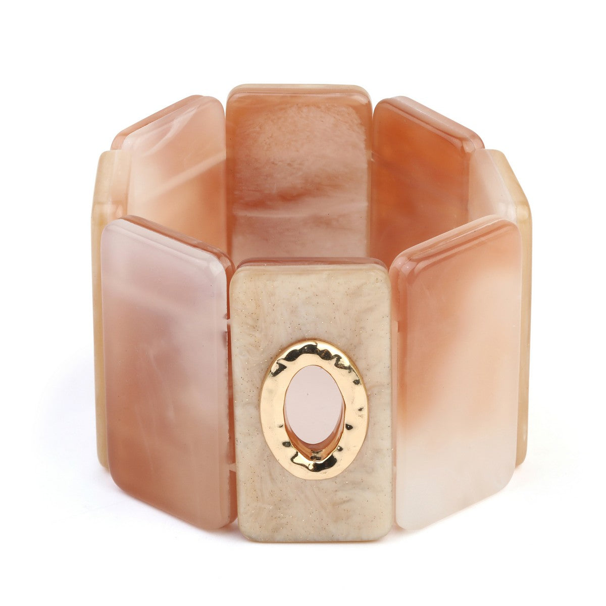 Coffee/Peach Oblong Stretchy Bracelet YA12904COF