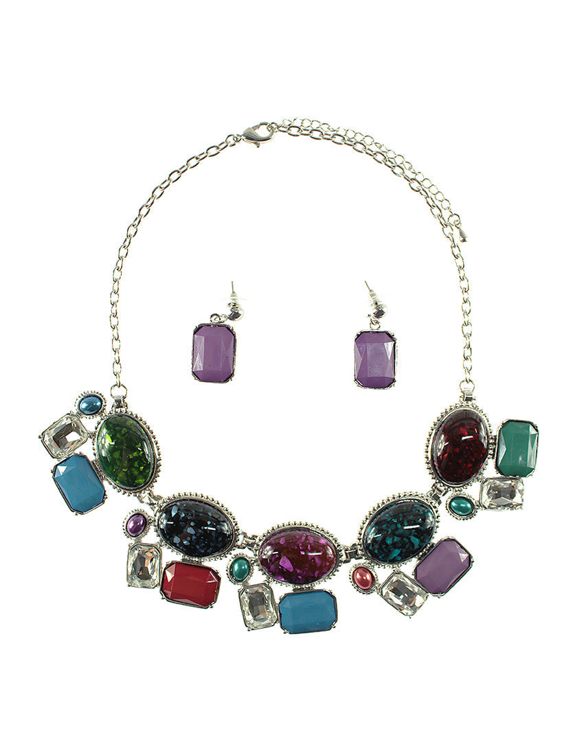 Multi-Stones Shape Necklace Set - Multi (YK1406056ML)