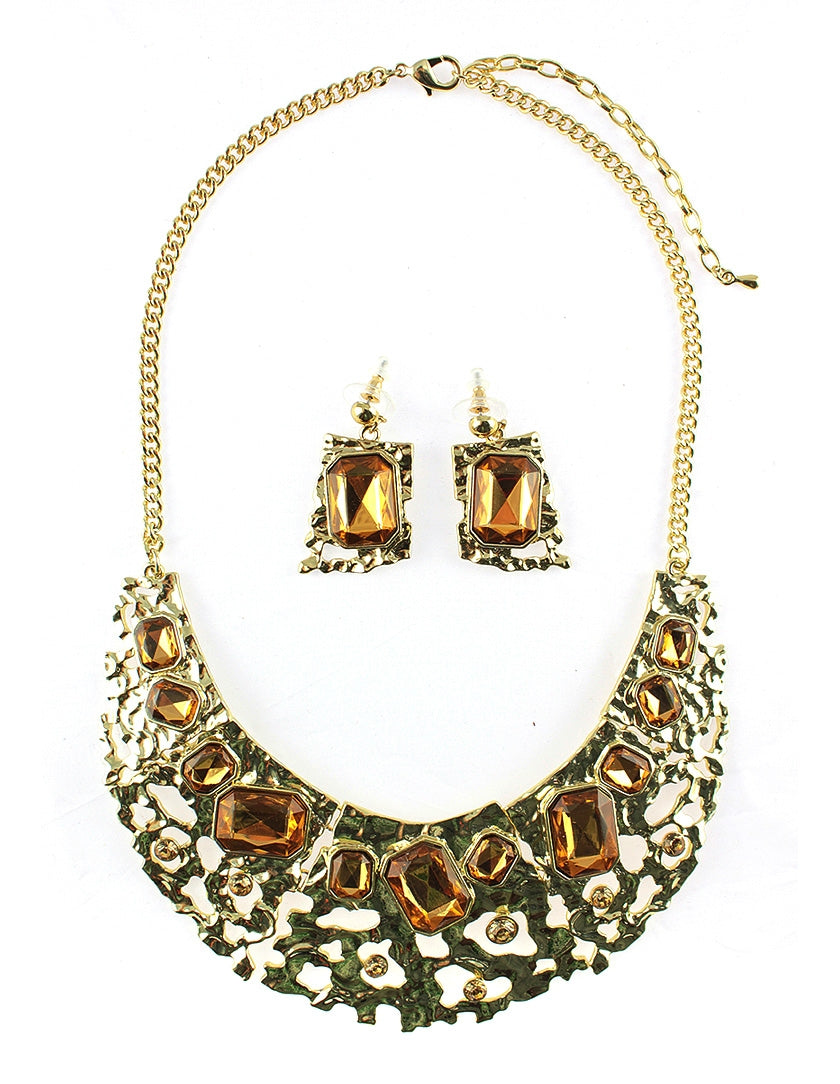 Netting Collar Necklace Set - Amber (YK1408016AB)