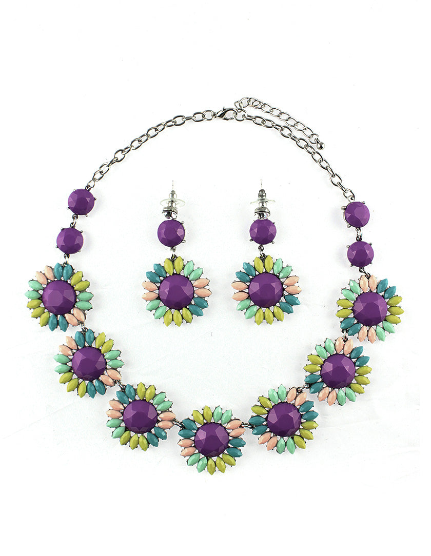 Summer Daisy Floral Necklace Set - Multi (YK1408028ML)