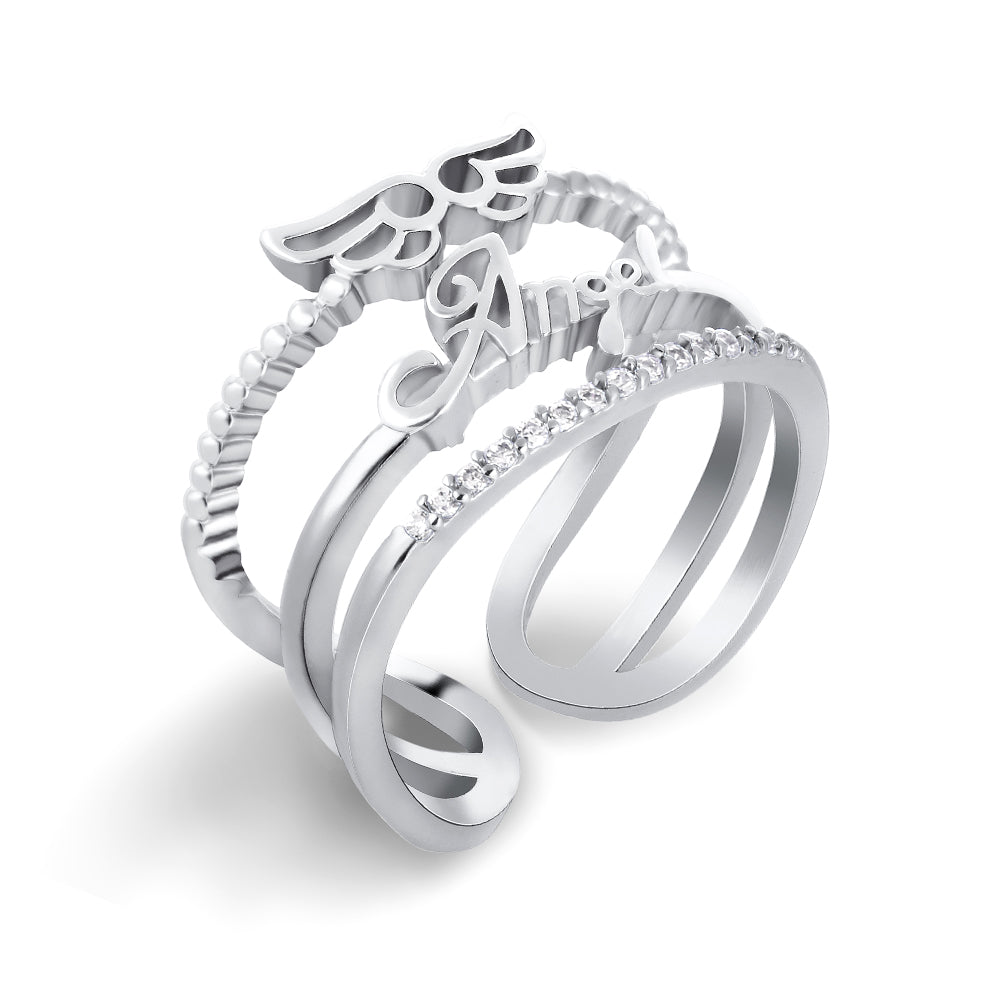 Angel Wing Design Ring - Silver